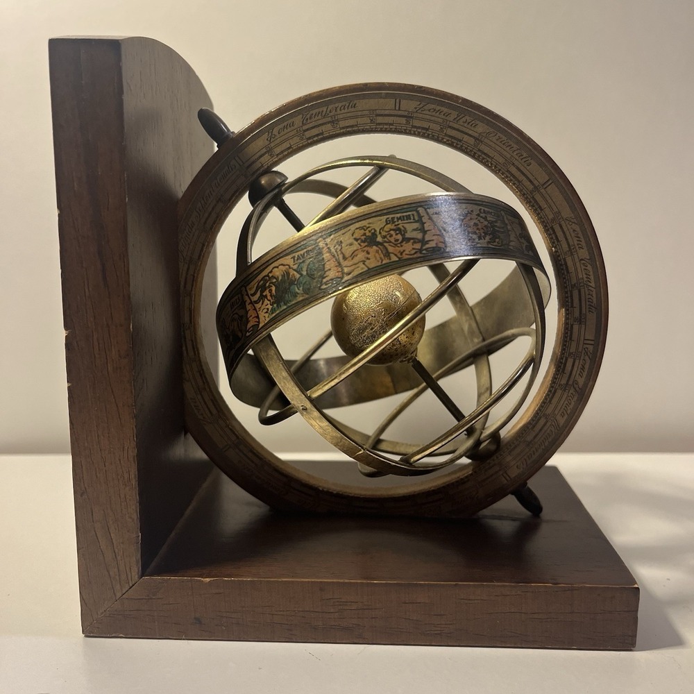 Mid-Century Italian Armillary Sphere Astrological Zodiac Globe Bookend